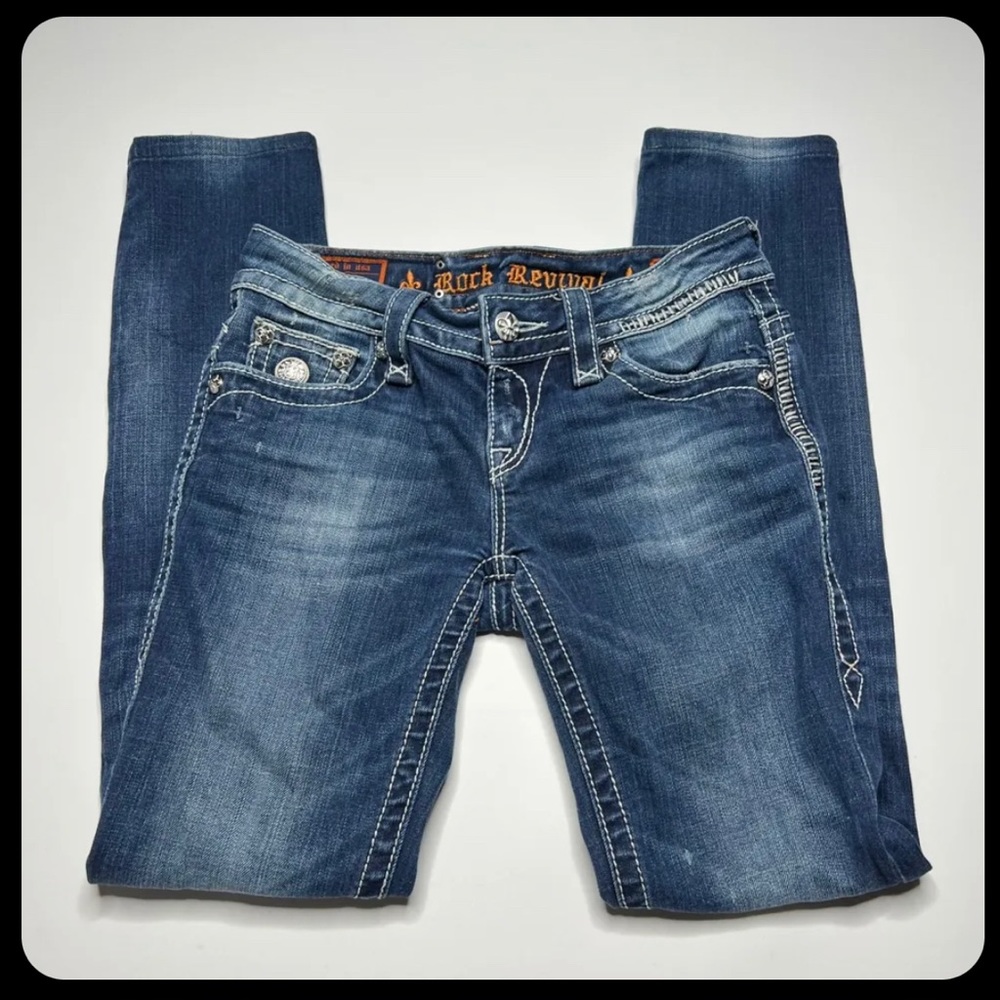 Rock Revival ‘Jen’ Embellished Skinny Jeans Size 27 EUC